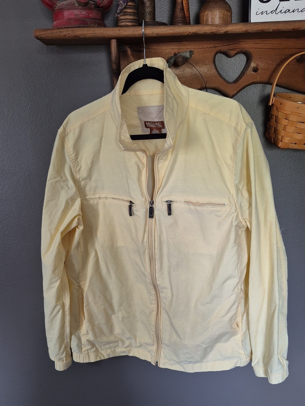 Michael Kors Woman's Light Yellow Zip-Front Jacket